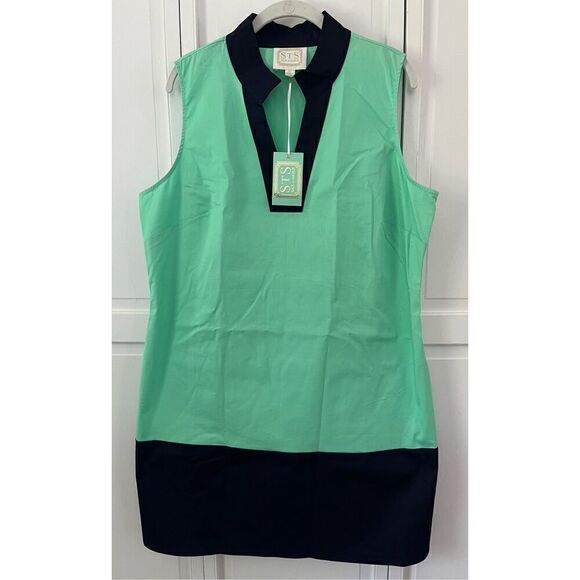 NEW Sail To Sable Sleeveless Shift Dress SeafoamMint Green Navy Size ExtraLarge - Picture 1 of 12